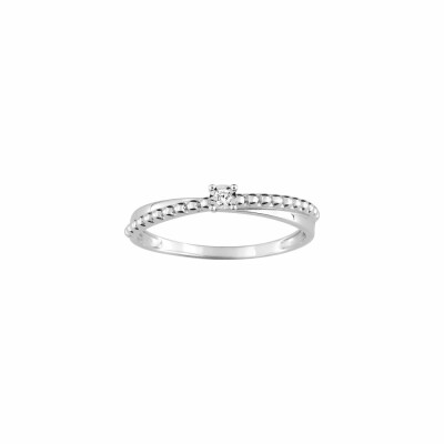 Bague pastillé en or blanc et diamant de 0.02ct