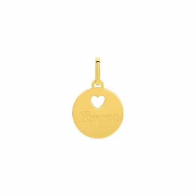 Pendentif jeton motif cœur en or jaune