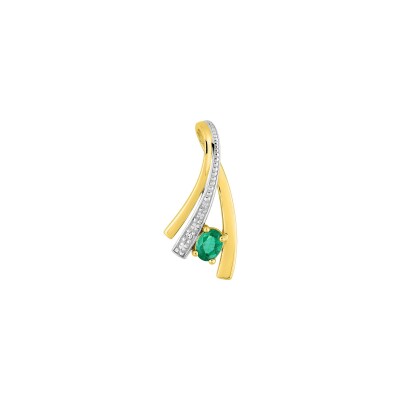 Pendentif en or jaune, émeraude et diamant 0.01ct