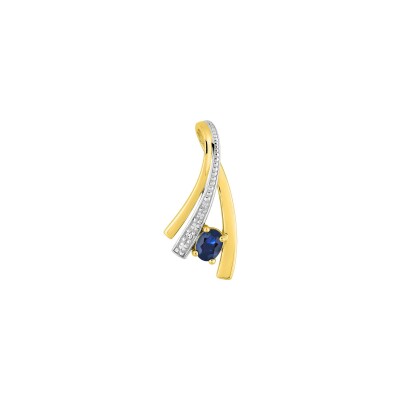 Pendentif en or jaune, saphir et diamant 0.01ct