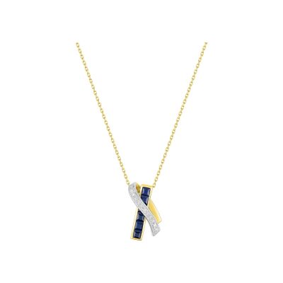 Collier en or jaune, saphir et diamant 0.02ct