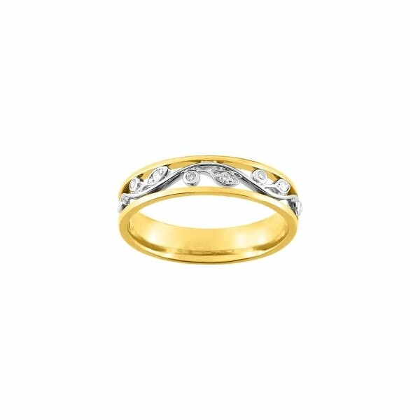 Bague en or jaune, or blanc et diamants