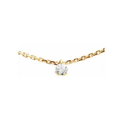 Collier serti 3 griffes en or jaune et diamant de 0.15ct
