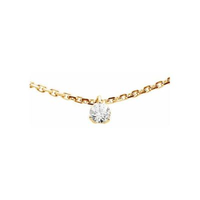 Collier serti 3 griffes en or jaune et diamant de 0.20ct