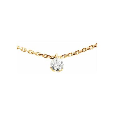 Collier serti 3 griffes en or jaune et diamant de 0.25ct