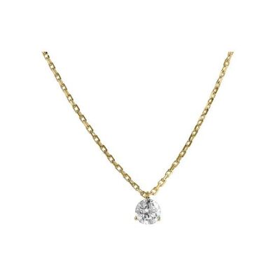Collier serti 3 griffes en or jaune et diamant de 0.30ct
