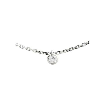 Collier serti clos en or blanc et diamant de 0.15ct