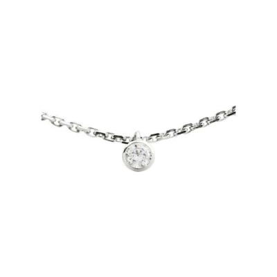 Collier serti clos en or blanc et diamant de 0.20ct