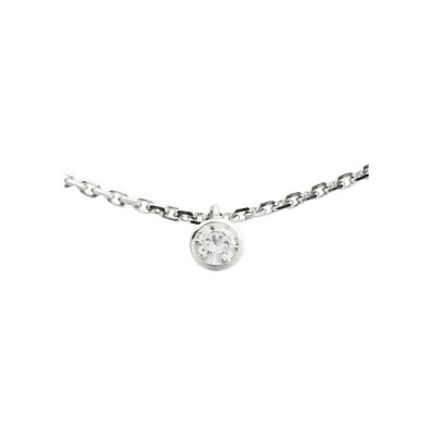 Collier serti clos en or blanc et diamant de 0.25ct