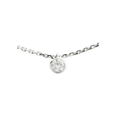 Collier serti clos en or blanc et diamant de 0.30ct
