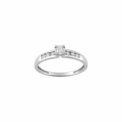 Solitaire accompagné en or blanc et diamants de 0.07ct