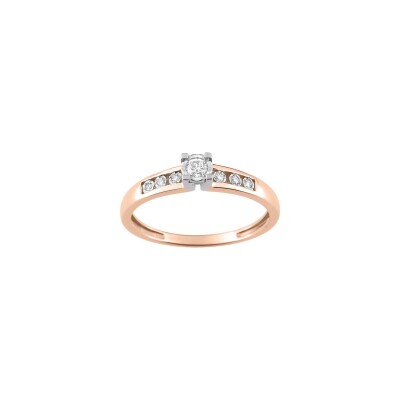 Bague en or rose et diamant, 0.07ct