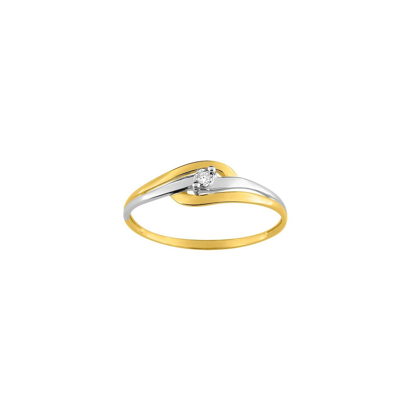 Bague en or jaune rhodié et diamant, 0.01ct