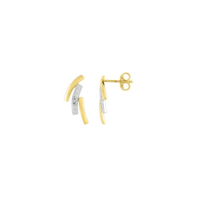 Puces d'oreilles en or jaune rhodié et diamants, 0.01ct