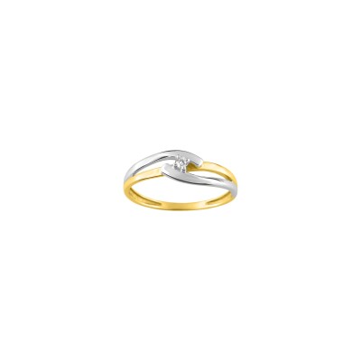 Bague en or jaune et diamant 0.02ct