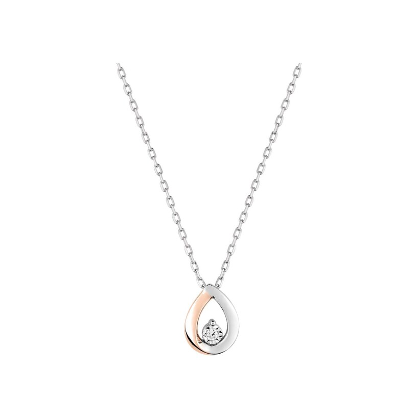 Collier en or rose, or blanc et diamant 0.02ct