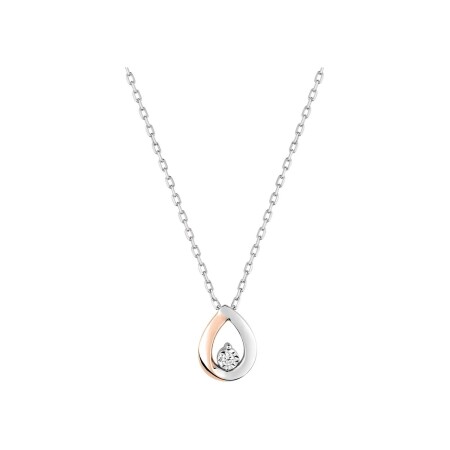 Collier en or rose, or blanc et diamant 0.02ct