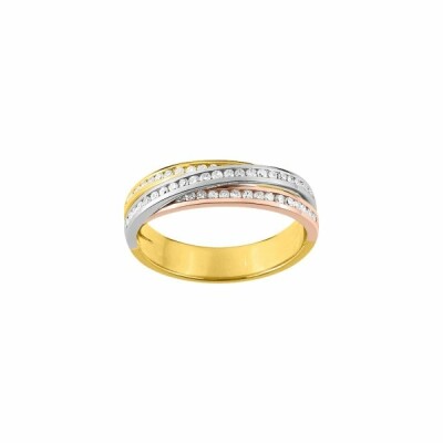 Bague en or jaune, or blanc et diamants