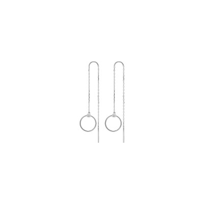 Boucles d'oreilles pendantes en or blanc et diamants