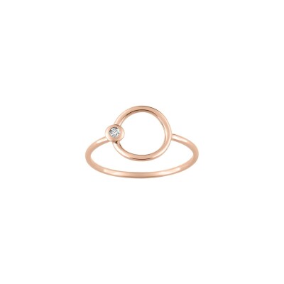 Bague en or rose et diamant, 0.01ct