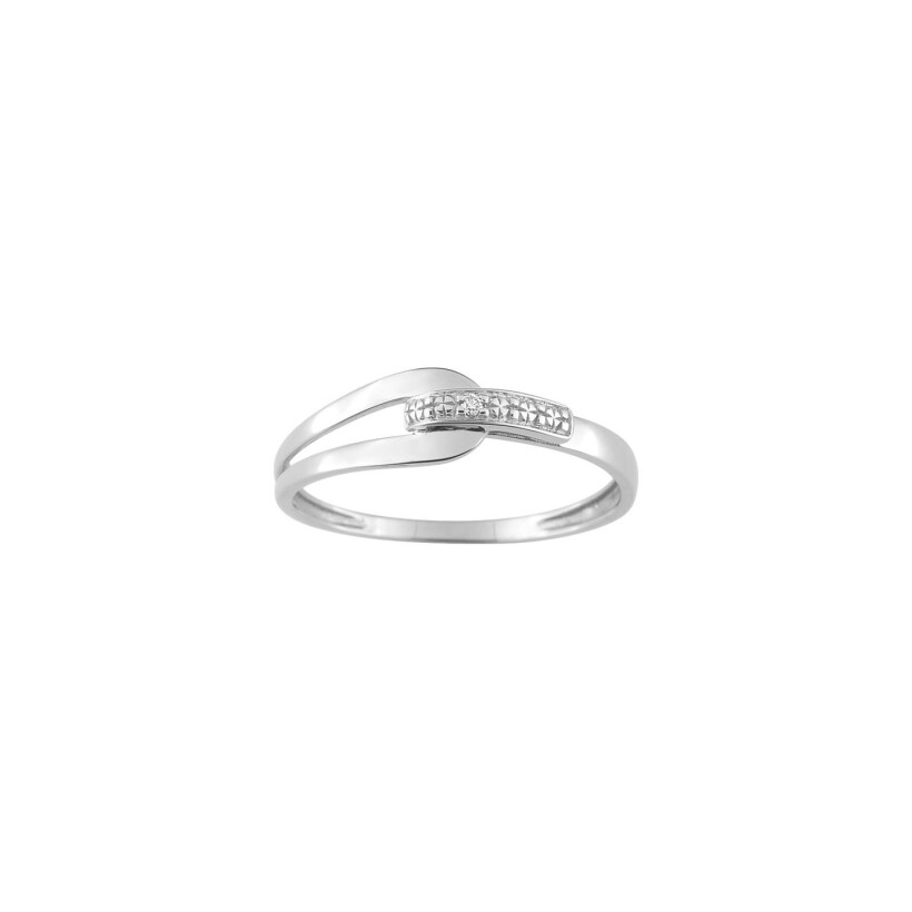 Bague en or blanc et diamant, 0.01ct