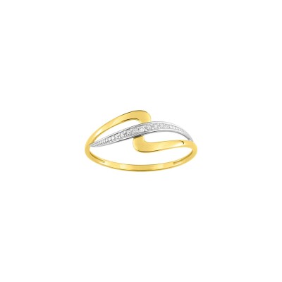 Bague en or jaune rhodié et diamant, 0.01ct