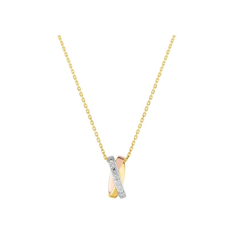 Collier en or jaune rhodié et diamant 0.02ct