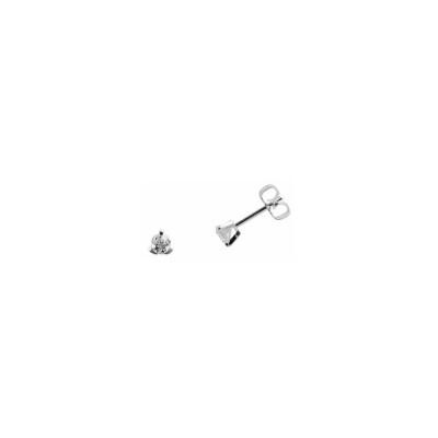 Boucles d'oreilles serti 3 griffes en or jaune et diamants de 0.10ct