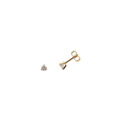 Boucles d'oreilles serti 3 griffes en or jaune et diamants de 0.20ct
