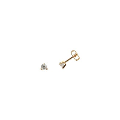 Boucles d'oreilles serti 3 griffes en or jaune et diamants de 0.30ct