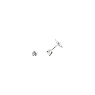 Boucles d'oreilles serti 3 griffes en or blanc et diamants de 0.40ct