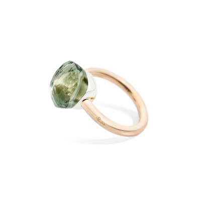 Bague Pomellato Nudo Classic en or rose, or blanc et prasiolite