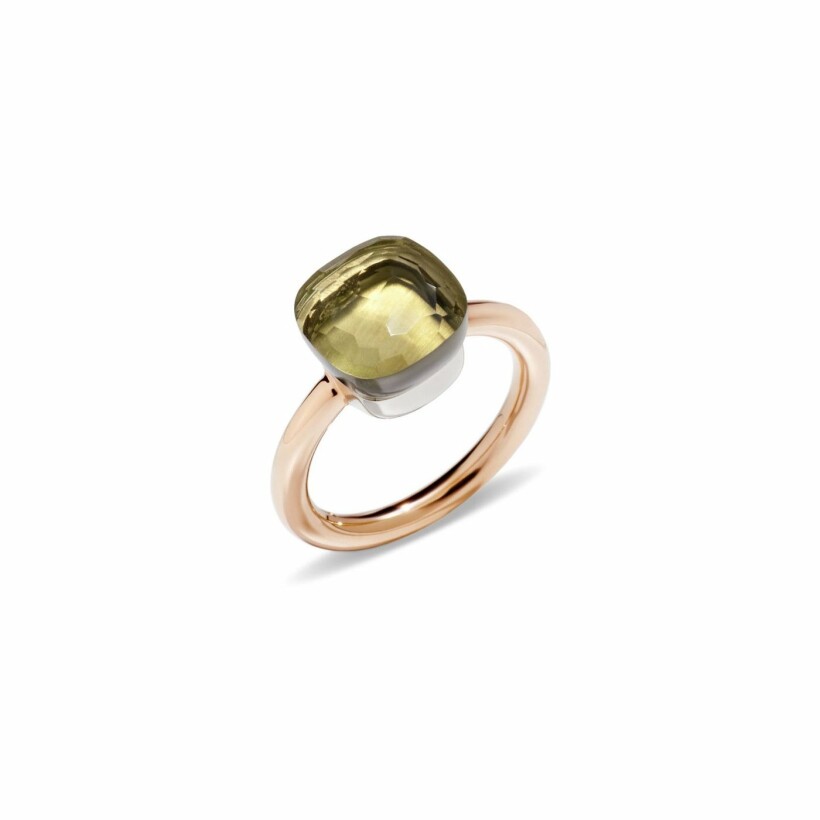 Pomellato Nudo ring, rose gold, white gold and lemon quartz