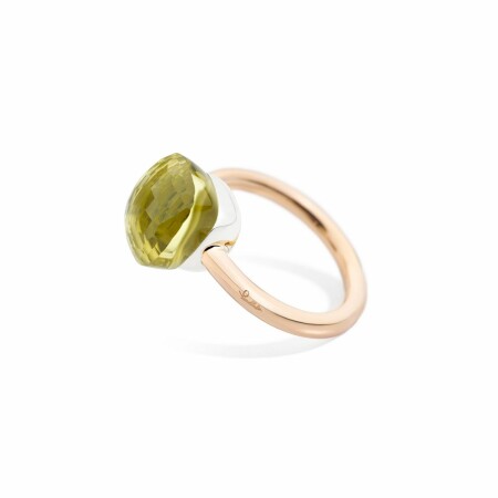 Pomellato Nudo Classic ring, rose gold, white gold and lemon quartz