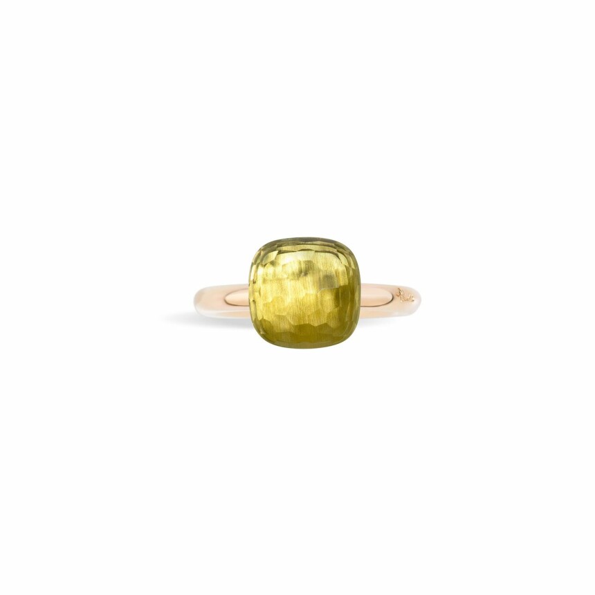 Pomellato Nudo ring, rose gold, white gold and lemon quartz