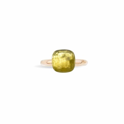 Bague Pomellato Nudo Classic en er rose, or blanc et quartz citron