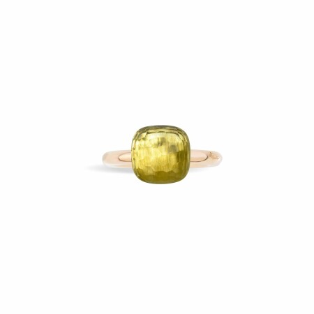 Pomellato Nudo Classic ring, rose gold, white gold and lemon quartz