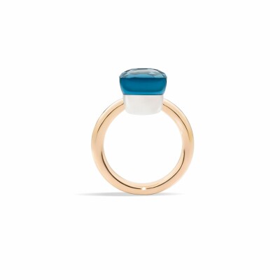 Bague Pomellato Nudo Classic en or rose, or blanc et topaze Blue London