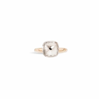 Bague Pomellato Nudo Classic en or rose, or blanc et topaze blanc