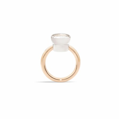 Bague Pomellato Nudo Classic en or rose, or blanc et topaze blanc