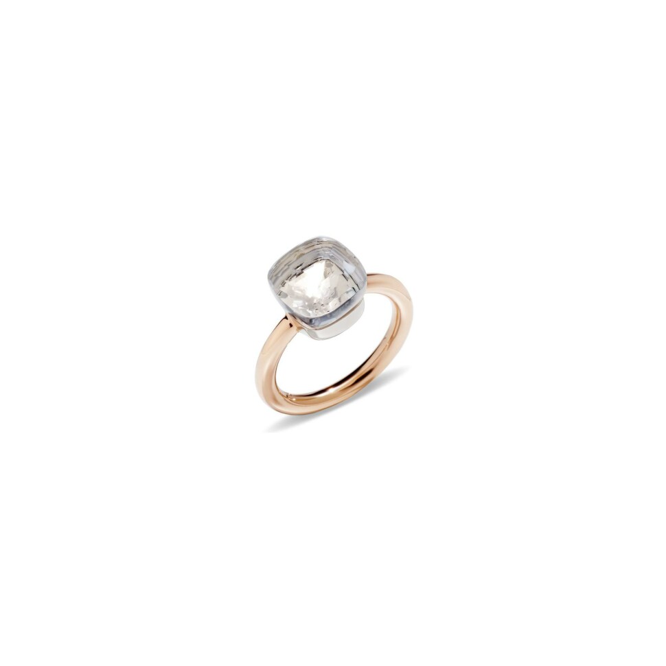 Pomellato Nudo ring, rose gold, white gold and white topaz