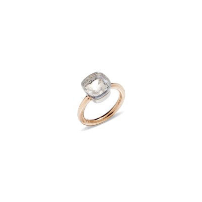 Bague Pomellato Nudo Classic en or rose, or blanc et topaze blanc