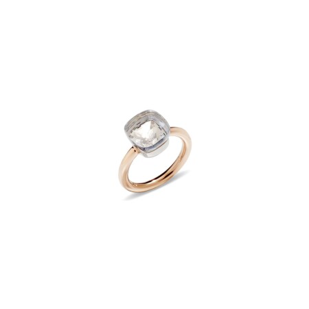 Pomellato Nudo Classic ring, rose gold, white gold and white topaz