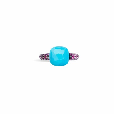 Bague Pomellato Capri en or rose, turquoise et rubis