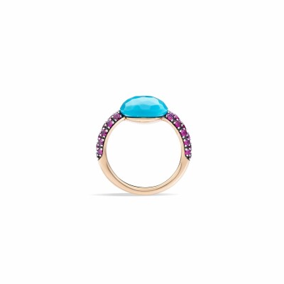 Bague Pomellato Capri en or rose, turquoise et rubis