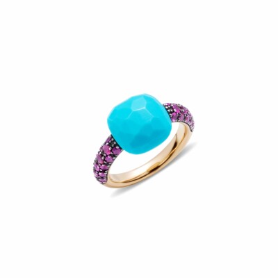 Bague Pomellato Capri en or rose, turquoise et rubis