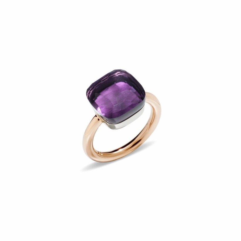 Pomellato Nudo large size ring, rose gold, white gold and amethyst