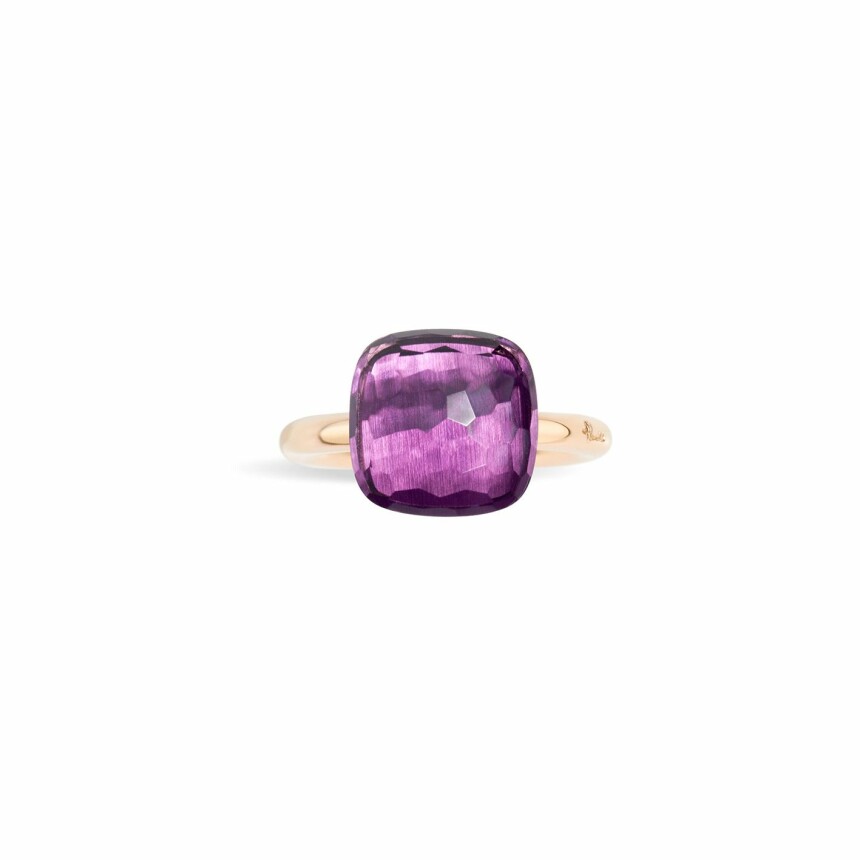 Pomellato Nudo large size ring, rose gold, white gold and amethyst