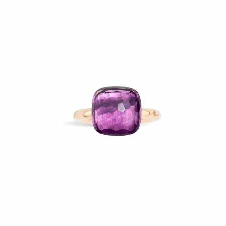 Pomellato Nudo large size ring, rose gold, white gold and amethyst