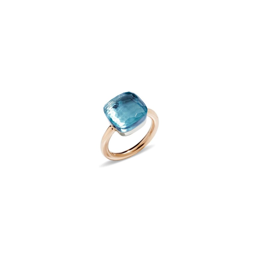 Pomellato Nudo large size ring, rose gold, white gold and topaz